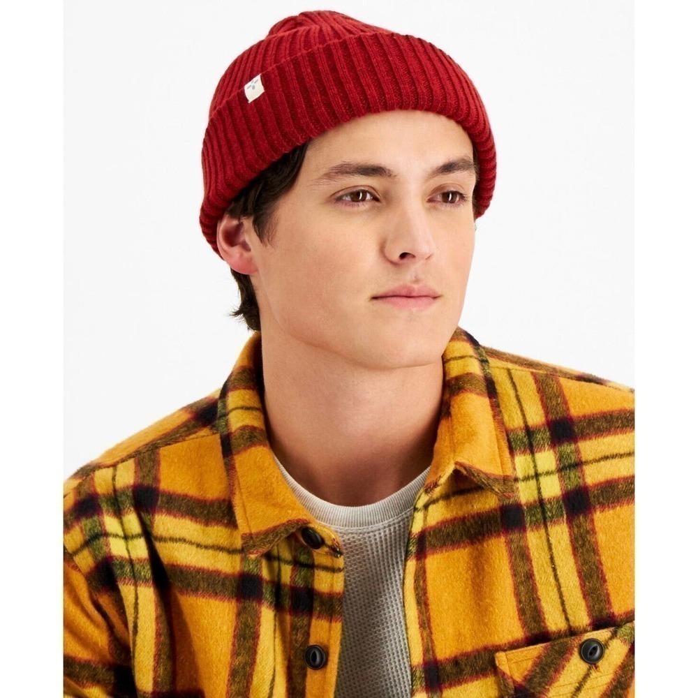 sun + Stone Red Men's Fashion Solid Beanie - OS